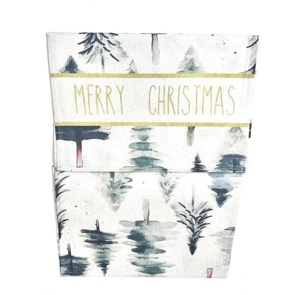 Other - Merry Christmas Table Runner - Trees Themed Green/White - 73 in x 13.25in